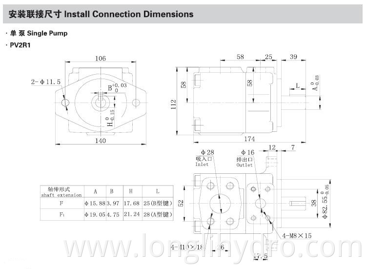 Yuken PV2R Series Hydraulic Single Vane Pumps